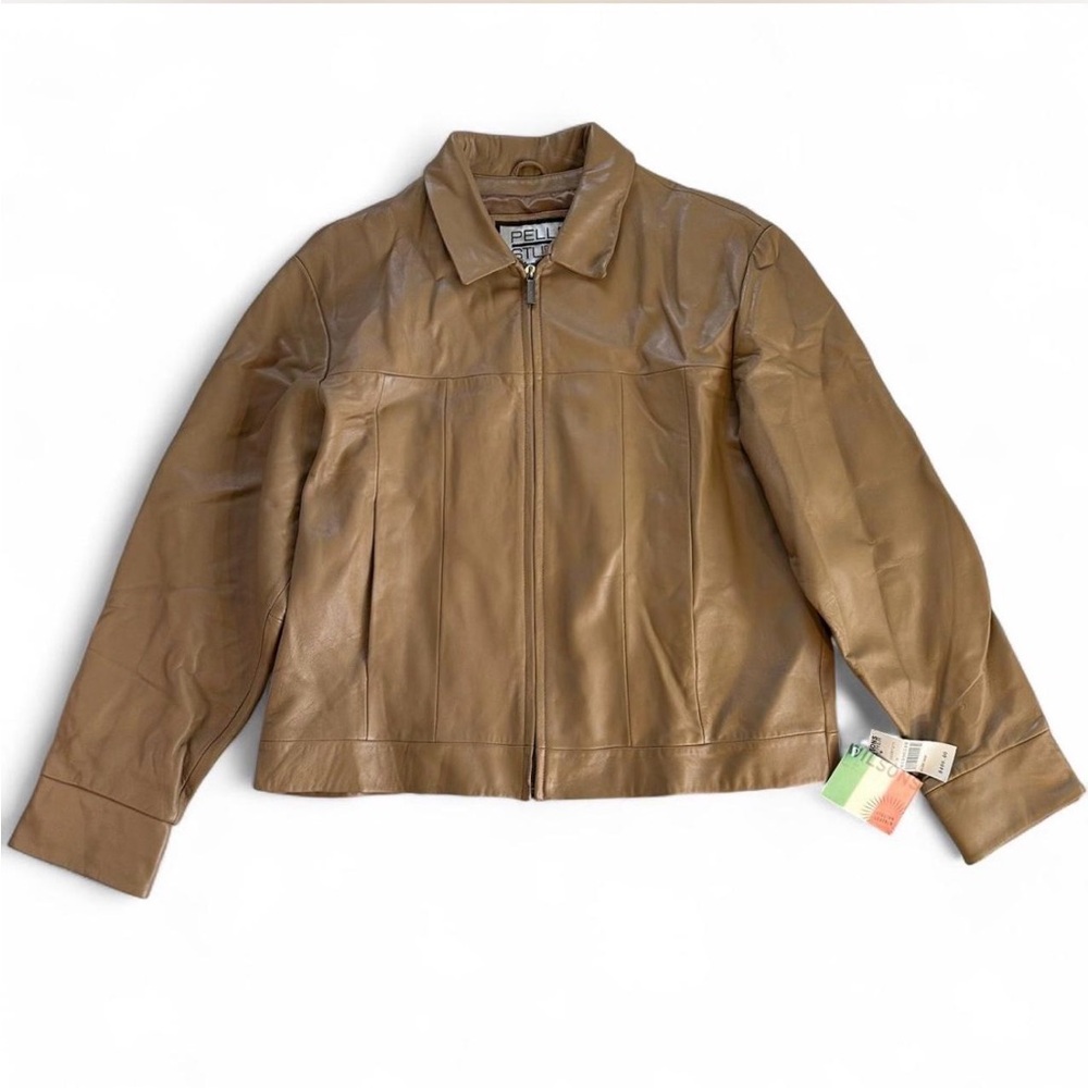 Wilsons Leather Tan Italian Genuine Leather Jacket Size Large NWT